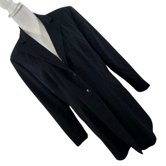 LARRY LEVINE/DRESSBARN! TAILORED BLACK LONG LGTH, DRAPEY & ELEGANT JACKET! SZ 14 - Picture 1 of 14